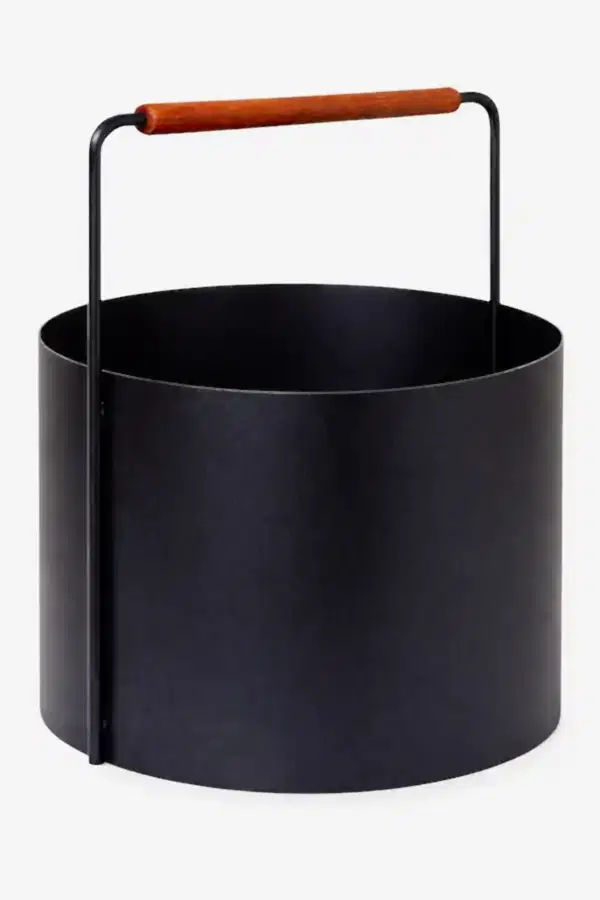 Kızıl Meşe Odun Saplı Metal Şömine Soba Odun Kovası Sepeti  35 x 35 x 45 cm