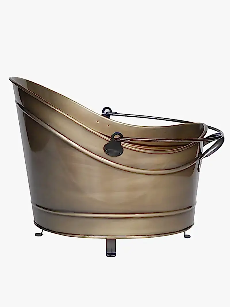 Gondol Model Gold Renk Metal Odun Kovası Ve Kömür Sepeti 40x36x25 cm - 005